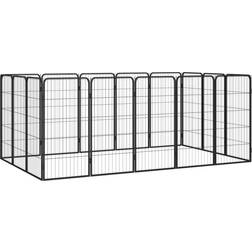 vidaXL Hundbur 16-paneler svart 50x100 pulverlackerat stål