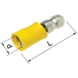 ELPRESS 400100129 Plug-In preaislado, rund hane, 4 – 6 sektion av föraren mm² 5 plugg diameter, 100 paket, gul