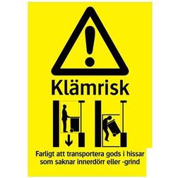 Skylt Klämrisk I Hiss 36-9016 105x148mm