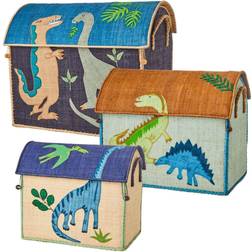 Rice Raffia Toy Baskets with Dinosaur Theme