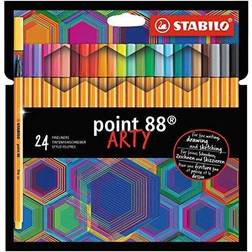 Stabilo punkt 88 ARTY Tuschpenna, Paket med 24 med hängande flik, med 24 olika färger