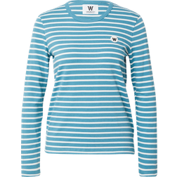 Wood Wood Stripe Long Sleeve T-shirt - Light Blue