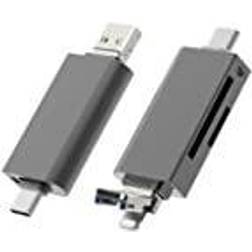 Nördic OTG Kortläsare 3 i 1 USB-C Lightning USB-A 3.0 stöd för SD/TF Micro SD Upp till 2TB 5Gbps
