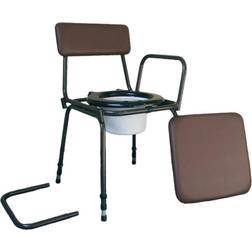 Loops Height Adjustable Comode Chair Detachable Arms 5 Litre Potty Brown