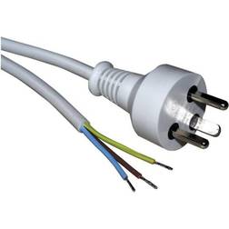 Roline Power Cable Open End. K-IT Plug. White 6.0m