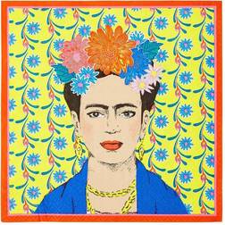 Talking Tables Förpackning med 20 gula pappersservetter från Frida Kahlo Engångsservetter, porslin för middagar inomhus eller utomhus, mexikanska festdekorationer, festartiklar, Cinco De Mayo, decoupage