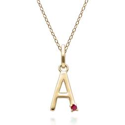 Gemondo Initial A-Z Letter Necklace - Gold/Ruby
