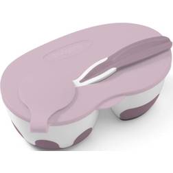 BabyOno Be Active Two-chamber Bowl with Spoon matuppsättning för spädbarn Purple