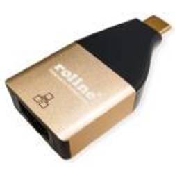 Roline 12.02.1111, USB Type C, RJ-45, Svart, Guld