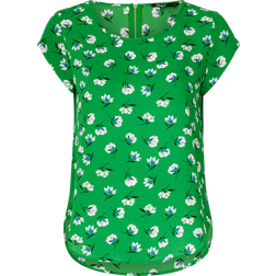 Only Printed Top with Short Sleeves - Aqua/Green Bee
