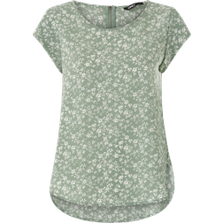 Only Printed Top with Short Sleeves - Green/Lily Pad