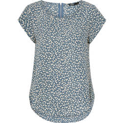 Only Printed Top with Short Sleeves - Grey/Blue Mirage