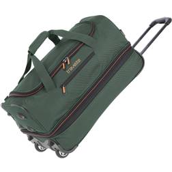 Travelite 2-hjuls vagn resväska stl. L med expansionsveck bagageserie Basics: mjukt bagage resväska med hjul med extra volym, 096276, Mörkgrön, 55 cm, Resväska med hjul