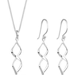 Elli Dam 925 sterling silver hänge halsband med längd med dinglande örhängen, Metall Sterlingsilver Silver, Kubisk zirkonia