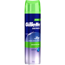 Gillette Series Lugnande rakgel med aloe vera, för känslig hud, skydd mot hudirritation, hjälper till att skydda mot skärning, brännande, stickning, hudirritation och spänning, 200 ml