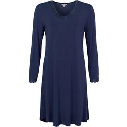 Lady Avenue Bamboo Nightdress With Long Sleeve Navy-2