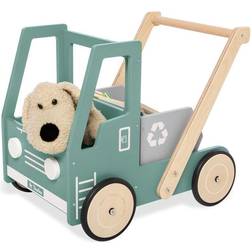 Pinolino Trä Lära-gå-vagn 'Kipplaster Fred' med bromssystem, gummerade trähjul och lutande tråg, grön och färgglada målade