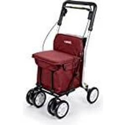 Carlett Lett800 Senior Comfort 4-Wheel Shopping Trolley with Removable Bag 29L/15kg and Storage Compartment, Ruby Red