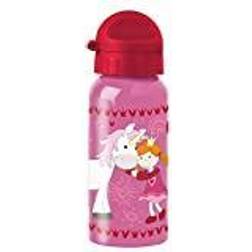 Sigikid Vattenflaska i rostfritt stål Pinky Queeny, läckagesäker, BPA-fri, robust, lätt, skruvlock demonterbar, lätt att rengöra, för barn 3-8 år, artikelnr. 25288, enhörning/rosa-röd 400 ml