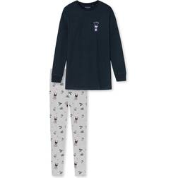 Schiesser Flickpyjamas lång pyjamas-set, indigo
