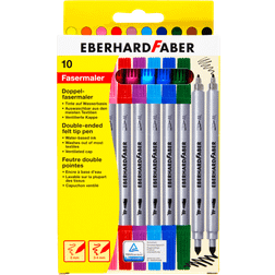 Eberhard Faber 550010 – Colori tuschpennor i 10 lysande färger, dubbelfiberpenna med tjock och tunn spets, i kartongfodral, för fin ritning och ytmålning