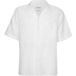 Calvin Klein Linen Short Sleeve Shirt White