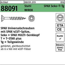 Spax 0191010602005 Träskruv 6 TFT, FZB, ETA-12/0114, 100-pack 6,0 200st
