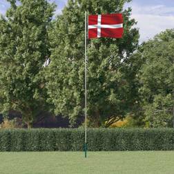 vidaXL Danmark flag og flagstang 6,23