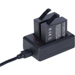 Rollei Actioncam Batteriset actionkamera 8s och 9s Plus I USB-laddare med 2 x extra batterier