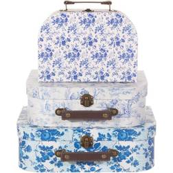 Sass & Belle Celeste blå vita blommiga resväskor set 3