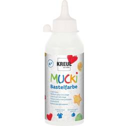 Kreul 24201 – Mucki pysselfärg för barn, 250 ml i vit, vattenbaserad barnfärg, parabenfri, glutenfri, laktosfri och vegan, tvättbar, färgningsbar med borste och svamp