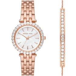 Michael Kors MK Mini Darci Pave Rose Gold-Tone Watch and Bracelet Gift Set Rose Gold