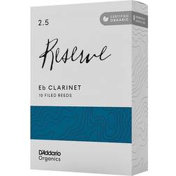 Rico D'Addario Organisk Reserve Eb klarinettblad – rörblad för klarinett – det första och enda ekologiska vasröret – 2,5 styrka, 10 förpackningar