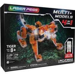 Laser Pegs Ledad figur Red Tiger 4 in 1 8 år LED Ljus 216 Delar