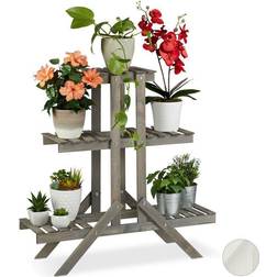 Relaxdays Wooden Flower Shelf, 3 HWD: