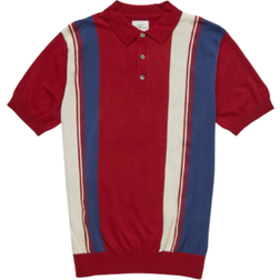 Ben Sherman Signature Mod Knit Colorblock Polo Shirt - Red