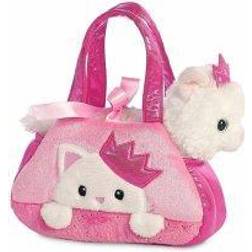 Aurora Fancy Pals Plush Princess Cat in a pink bag, 20 cm