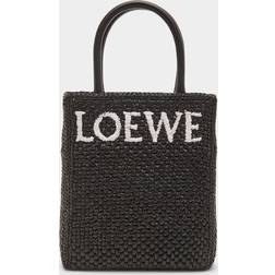 Loewe Logo North-South Raffia Tote Bag BLACK/WHITE