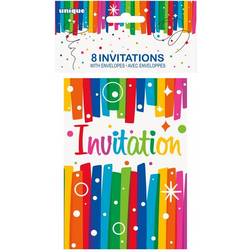 Unique Party Inbjudningskort färgglatt 8-pack