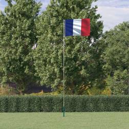 vidaXL Frankrikes flagga flaggstång 5,55 m aluminium