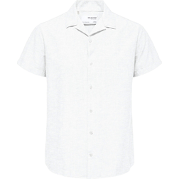 Selected Homme Linen Blend Short Sleeved Shirt - White