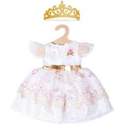 Heless 2132 – Prinsessklänning för dockor i design körsbärsblomma med gyllene krona, storlek 35–45 cm