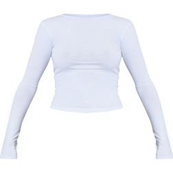 PrettyLittleThing Basic Long Sleeve Fitted T-shirt - White