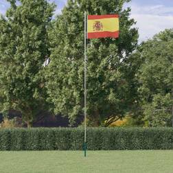 vidaXL Spaniens flagga flaggstång 6,23 m aluminium