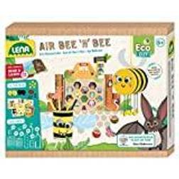 Lena 42832 Eco Air Bee'n'Bee, set med bin, pennhållare och insektshotell av pappersark och hushållsartiklar, självhäftande set för pojkar och flickor, pappershantverk för barn från 6 år