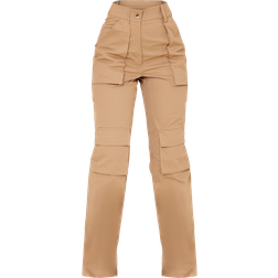 PrettyLittleThing Twill Pocket Detail High Waist Cargo Trousers - Brown