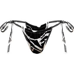 PrettyLittleThing Animal Print Tie Side Bikini Bottoms - Monochrome