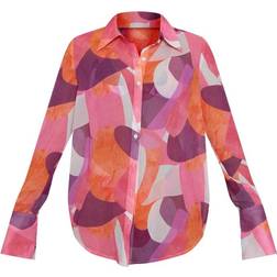PrettyLittleThing Abstract Printed Oversized Beach Shirt - Pink