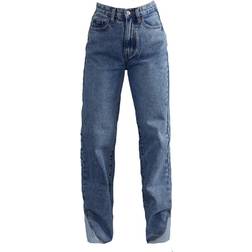 PrettyLittleThing Petite Split Hem Jeans - Mid Blue Wash