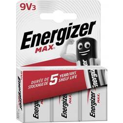 Energizer E300116100 Alkaliska Batterier 9 V, Paket med 3, silver